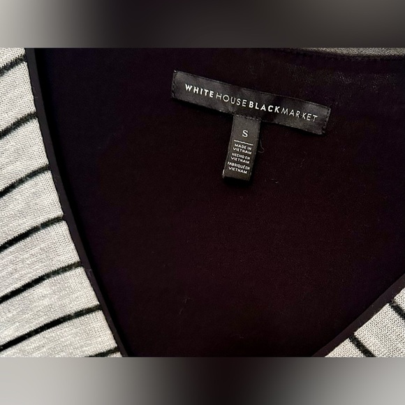 White House Black Market Striped Layered-Look Longline Top in Black— Size Small - Picture 3 of 6